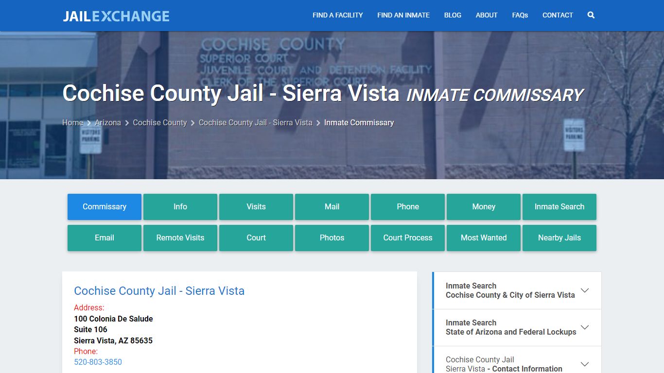 Cochise County Jail - Sierra Vista Inmate Commissary