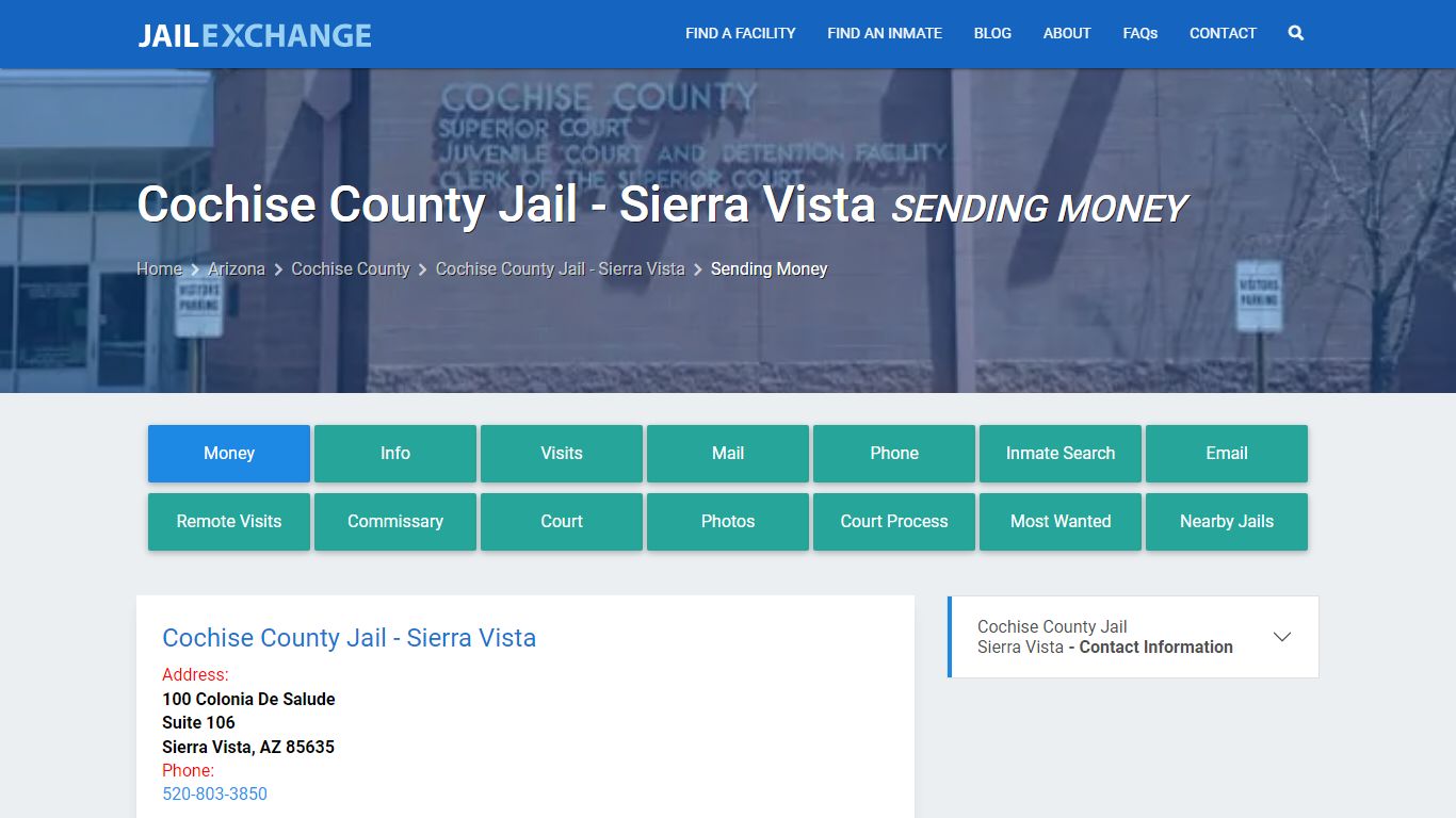 Send Money to Inmate - Cochise County Jail - Sierra Vista, AZ